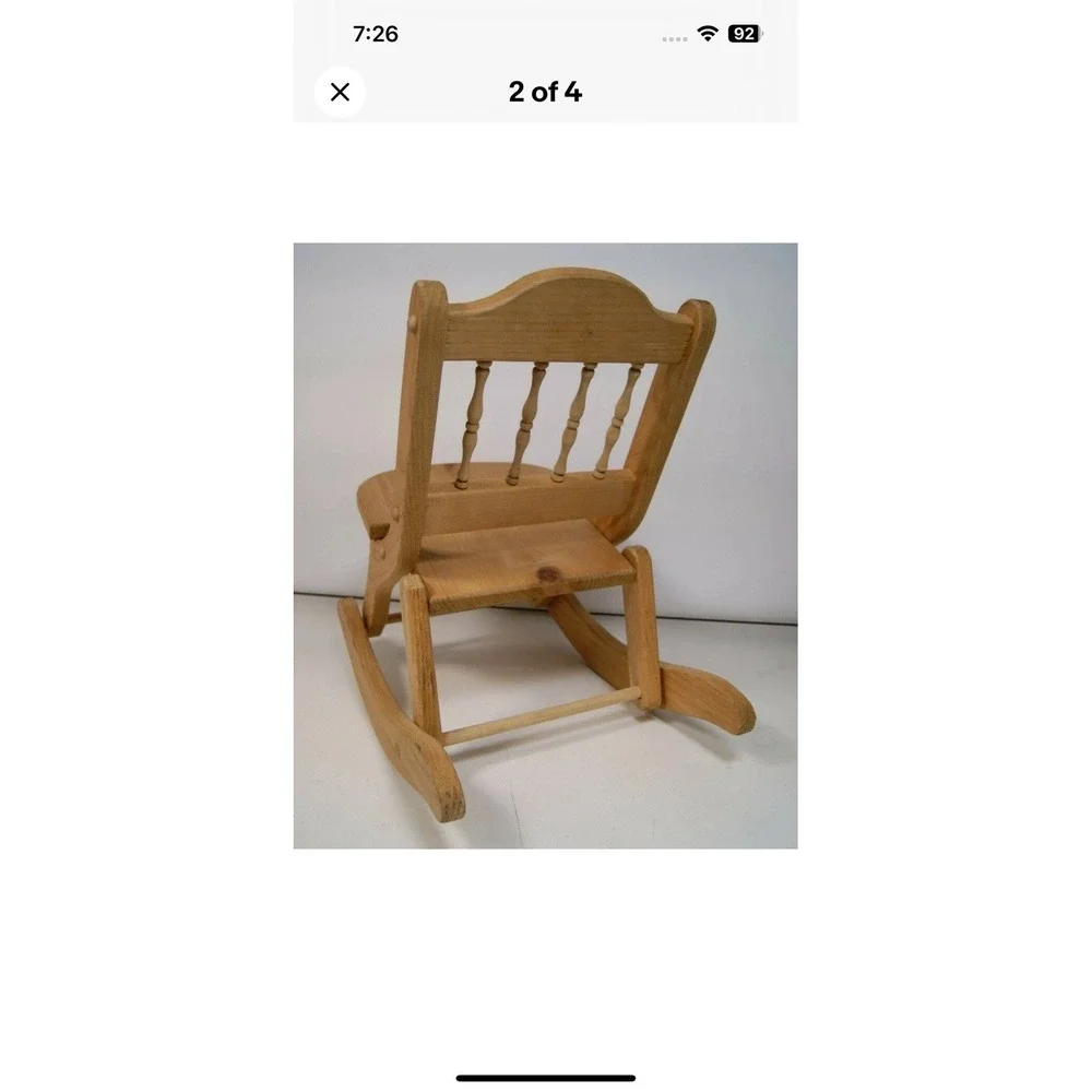 Vintage Wooden Mini Baby Doll house Folding Rocker Rocking‎ Chair